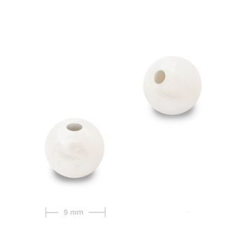 Mărgele rotunde din silicon 9mm Pearl White
