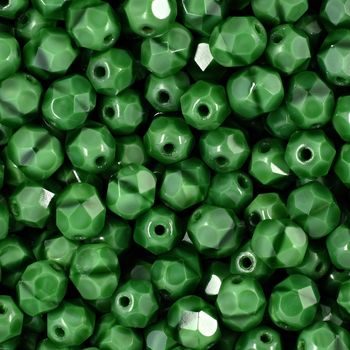 Glass fire polished beads 6mm Opaque Green White Black