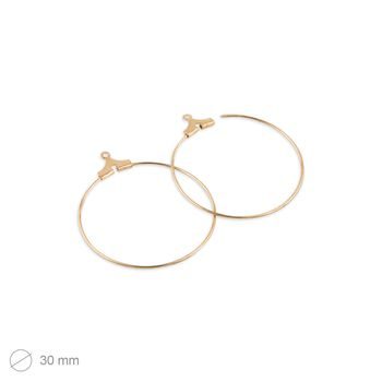 Hoop earwires 30mm in the colour of gold