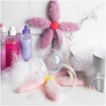 Rico design háčkovacia bambulková priadza POMPON Print ružovo-biela