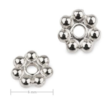 Mărgele metalice parte mediană floare 6mm de culoarea platinei