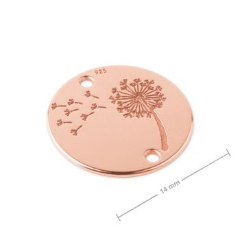 Silver connector dandelion rose gold plated No.1126