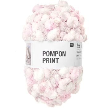 Rico design háčkovacia bambulková priadza POMPON Print ružovo-biela