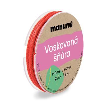 Waxed cotton cord 2mm/2m red