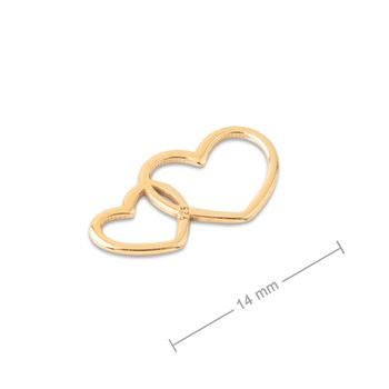 Silver connector double heart gold-plated 14mm No.763