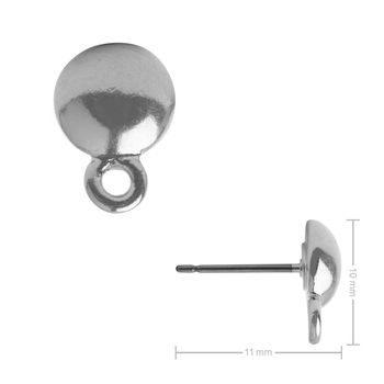 TierraCast ear post Dome rhodium-plated