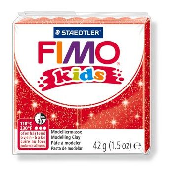 FIMO Kids 42g (8030-212) červená s třpytkami