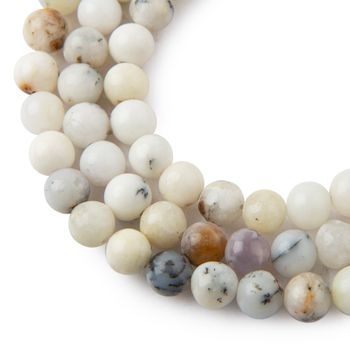 White Dendrite Opal beads 8mm
