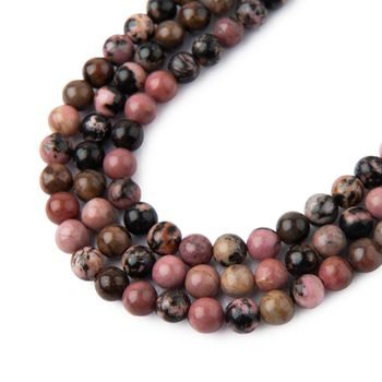 Black Veined Rhodonite beads 4mm