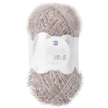 Rico design háčkovacia priadza na výrobu žiniek Creative Bubble odtieň 011 šedo-strieborná
