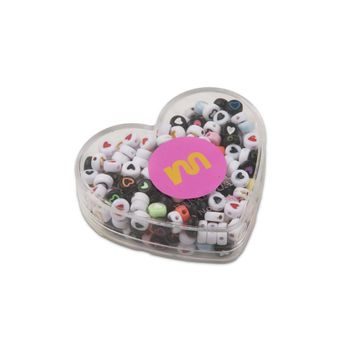 Set of colored plastic beads 7 x 4 mm with hearts