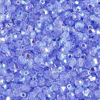 Glass fire polished beads 3mm Light Sapphire AB