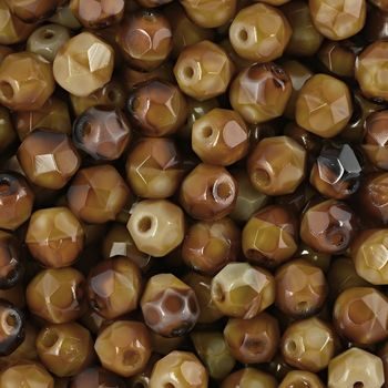 Glass fire polished beads 6mm Beige Caramel