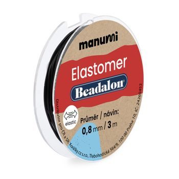 Beadalon elastic bead cord 0,8mm/3m black