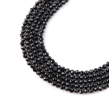 Black Spinel faceted beads 2mm