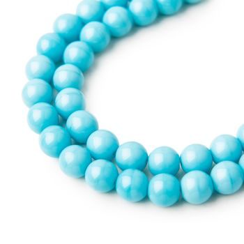 Czech glass pressed round beads Turquoise Opaque 8mm No.71