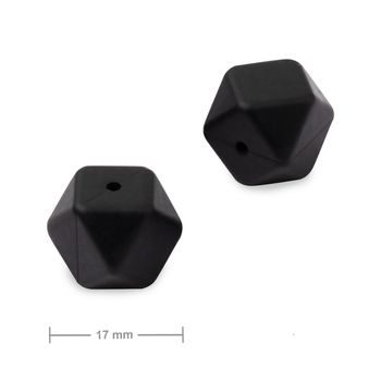 Mărgele din silicon hexagon 17mm Black