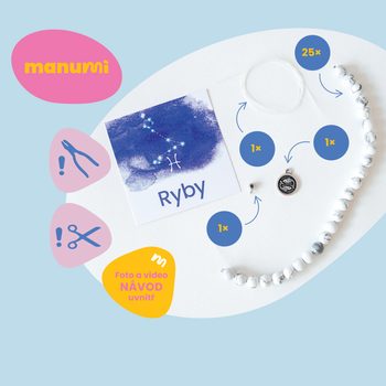 Manumi kreativní sada na výrobu náramku z minerálů se znamením zvěrokruhu Ryby