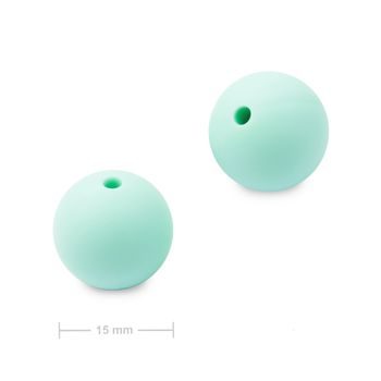 Silikónové guľaté koráliky 15mm Mint Green