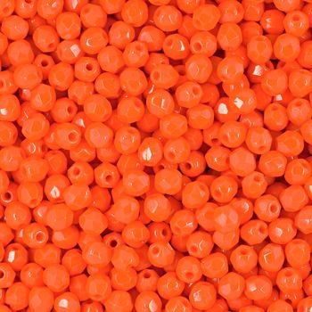 Glass fire polished beads 3mm Opaque Bright Orange