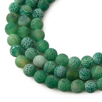 Crackle Green Agate beads matte 8mm