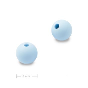 Silicone round beads 9mm Pastel Blue