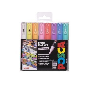 POSCA set markere 1M culori acrilice pastelate mix 8buc