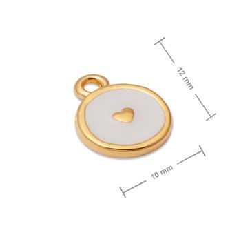 Manumi pendant heart with white enamel 12x10mm gold-plated
