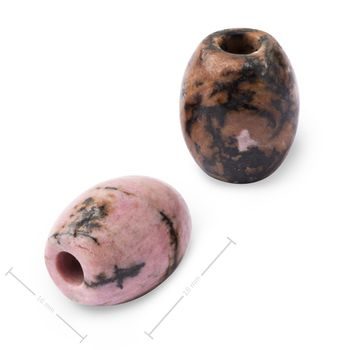 Mineral Rhodonite barrel bead with large hole for Macramé 18x16mm
