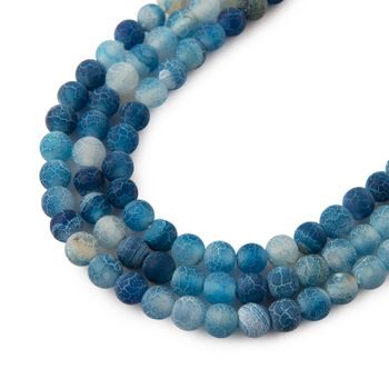 Crackle Blue Agate beads matte 4mm