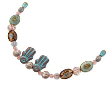 Mix of glass beads Rutkovsky turquoise Hamsa