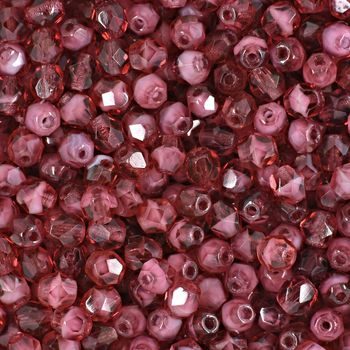 Glass fire polished beads 4mm Pearl Fuchsia