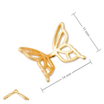 Amoracast korálek motýlí křídla 14x11mm pozlacený