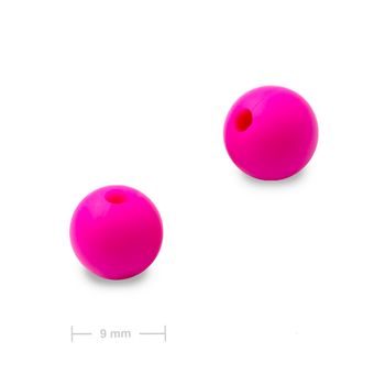 Silicone round beads 9mm Pink Glaze
