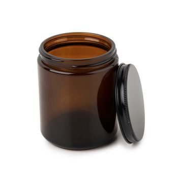 Glass candle container with an aluminium lid brown 250ml