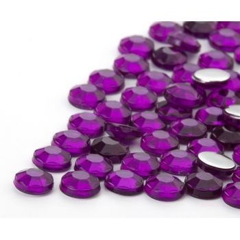 Nalepovací akrylové kameny kulaté 6mm lila