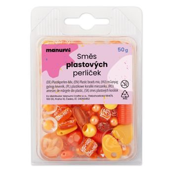 Směs plastových korálků oranžová