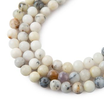 White Dendrite Opal beads 6mm