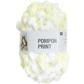 Rico design háčkovacia bambulková priadza POMPON Print žlto-biela