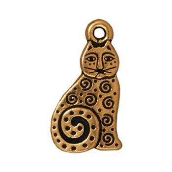 TierraCast pendant Spiral Cat antique gold