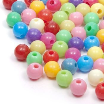 Mix of coloured plastic round beads 8mm