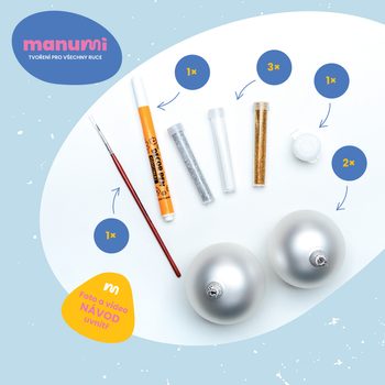 Manumi kreativní sada na dekorování vánočních ozdob stříbrná