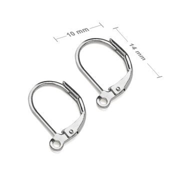 Leverback earring hooks 14x10mm in the colour of silver