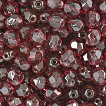 Glass fire polished beads 6mm Fuchsia