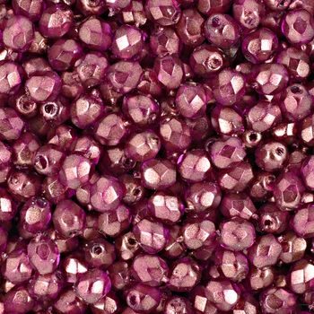 Glass fire polished beads 4mm Halo Madder Rose