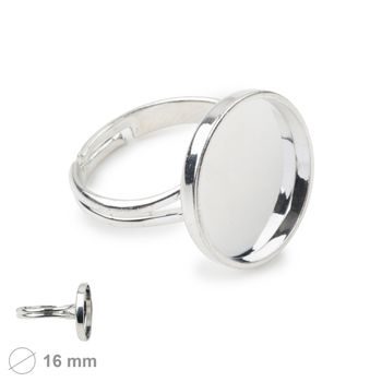 Bižuterní lůžko na prsten kulaté 16mm in the colour of platinum