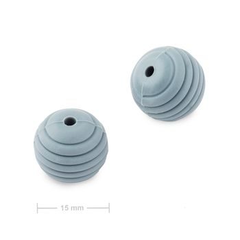 Silicone round beads with ridges 15mm Dim Grey