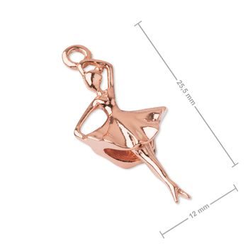 Strieborný prívesok baletka pozlátený ružovým zlatom č.1010
