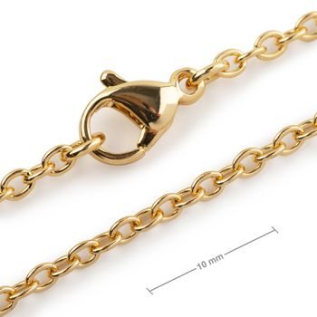 Stainless steel jewellery chain with 2.5mm link with a clasp in the colour of gold 45cm