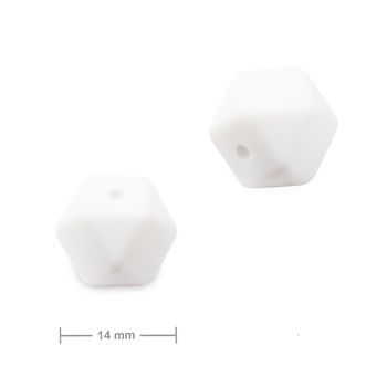 Silicone beads hexagon 14mm Snow White